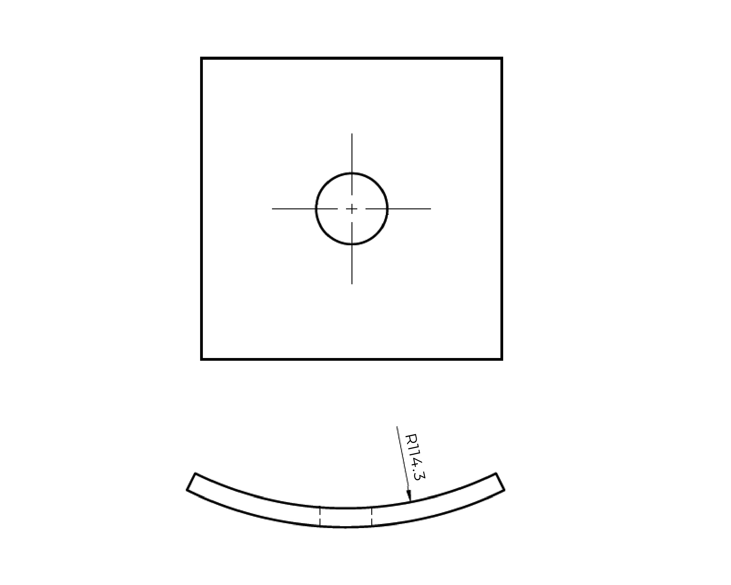 Washer Square Curved 4" x 4" 13/16" Hole HDG 1/4" Thickness Orbis